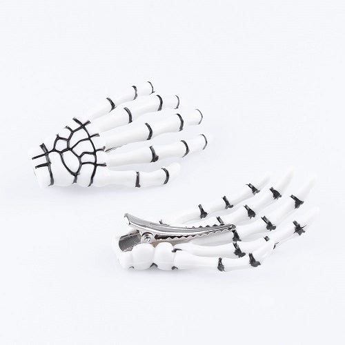 1 pair Fashion Hair Accessories Skeleton Claws Skull Hand Hair Clip Hairpin Zombie Punk Horror Bobby Pins Barrette For Women