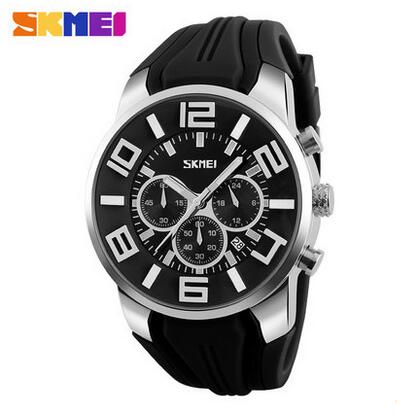 SKMEI New Six Pin Men Quartz Analog Sport Watch Fashion Casual Stop Watch Date Waterproof Men's Watches Relogio Masculino