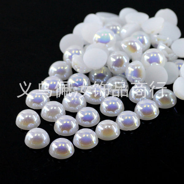 Hot Sale!Free Shipping 100Pcs/lot Size 8mm AB Colors Imitation Pearls Craft Half Round Flatback Beads DIY Decoration