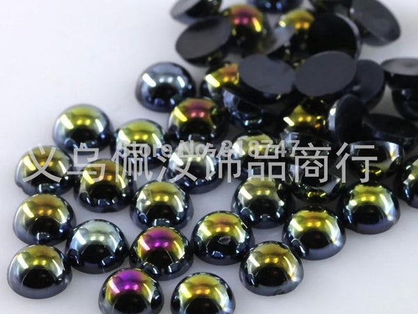 Hot Sale!Free Shipping 100Pcs/lot Size 8mm AB Colors Imitation Pearls Craft Half Round Flatback Beads DIY Decoration