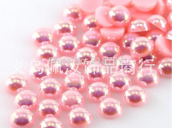 Hot Sale!Free Shipping 100Pcs/lot Size 8mm AB Colors Imitation Pearls Craft Half Round Flatback Beads DIY Decoration