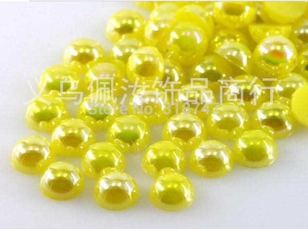 Hot Sale!Free Shipping 100Pcs/lot Size 8mm AB Colors Imitation Pearls Craft Half Round Flatback Beads DIY Decoration