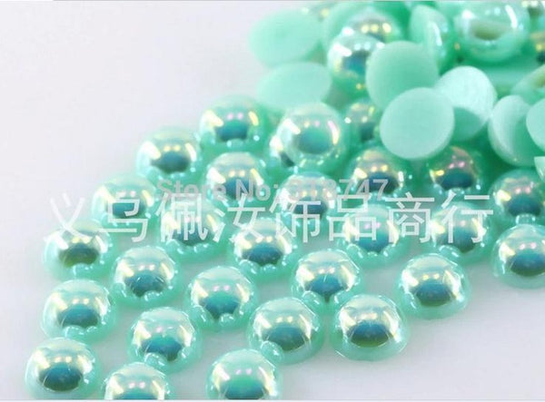 Hot Sale!Free Shipping 100Pcs/lot Size 8mm AB Colors Imitation Pearls Craft Half Round Flatback Beads DIY Decoration