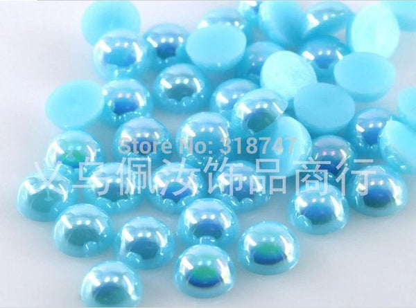 Hot Sale!Free Shipping 100Pcs/lot Size 8mm AB Colors Imitation Pearls Craft Half Round Flatback Beads DIY Decoration