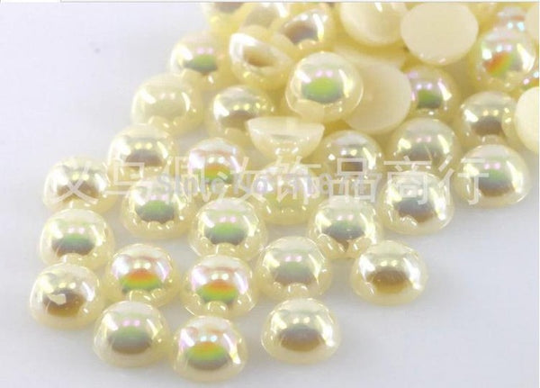 Hot Sale!Free Shipping 100Pcs/lot Size 8mm AB Colors Imitation Pearls Craft Half Round Flatback Beads DIY Decoration