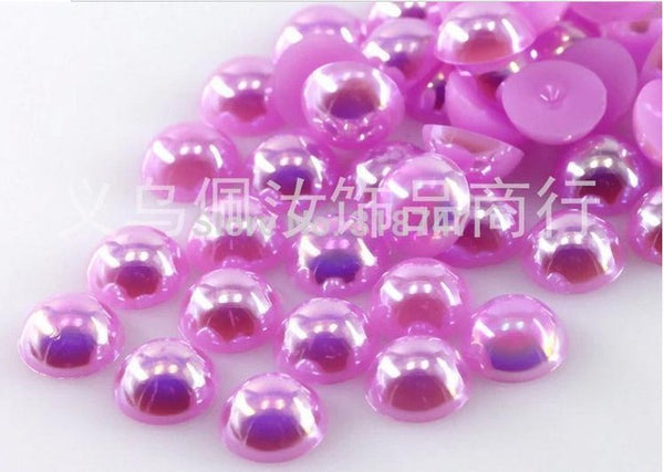 Hot Sale!Free Shipping 100Pcs/lot Size 8mm AB Colors Imitation Pearls Craft Half Round Flatback Beads DIY Decoration