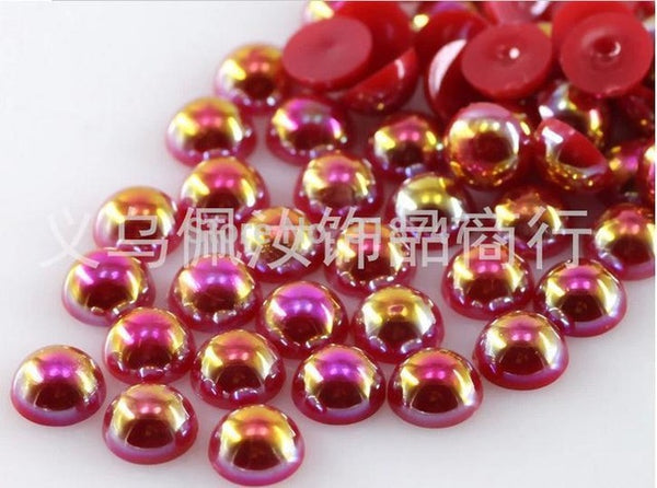 Hot Sale!Free Shipping 100Pcs/lot Size 8mm AB Colors Imitation Pearls Craft Half Round Flatback Beads DIY Decoration