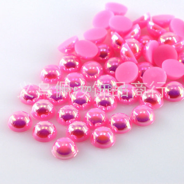 Hot Sale!Free Shipping 100Pcs/lot Size 8mm AB Colors Imitation Pearls Craft Half Round Flatback Beads DIY Decoration