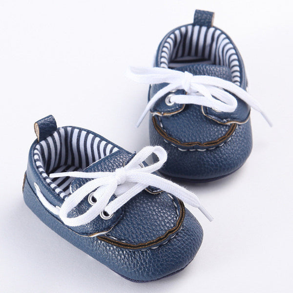 2016 Fashion Classic Leisure Blue Infant Toddler Baby Boy Kid Prewalker PU Leather Shoes Crib Babe Soft Soled Loafer 0-1 Years