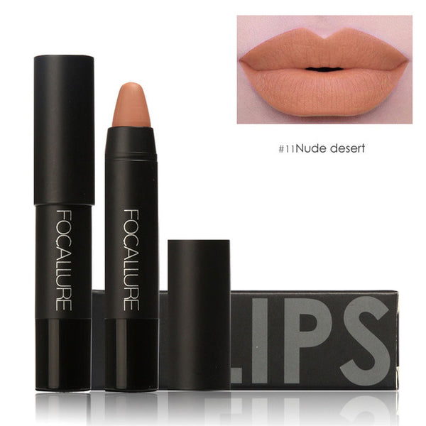 Fashion New Brand FOCALLURE Lipstick Sexy Long Lasting Lip Tint Waterproof Pigment Velvet Brown Nude Matte Lipstick Pencil