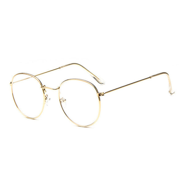 Fashion Vintage Women Eye Glasses frames Plain Mirror Literary Harajuku big Metal oval frame glasses Oculos Feminino Masculino