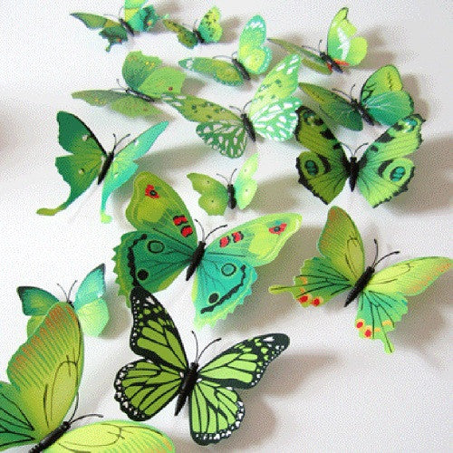 12pcs/lot  3D PVC Wall Stickers  Magnet Butterflies DIY Wall Sticker Home Decor Poster  Kids Rooms Wall Decoration
