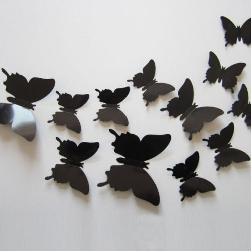 FoodyMine 12Pcs PVC 3D Wonderful Art Butterfly Design Wall Stickers Decals Home Decor Poster for Rooms wedding wall Decorations