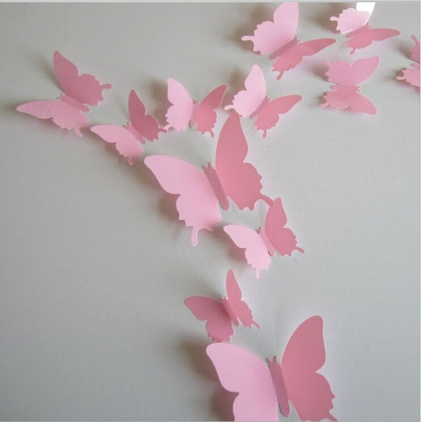 FoodyMine 12Pcs PVC 3D Wonderful Art Butterfly Design Wall Stickers Decals Home Decor Poster for Rooms wedding wall Decorations