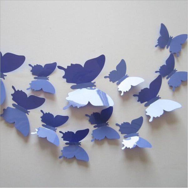 FoodyMine 12Pcs PVC 3D Wonderful Art Butterfly Design Wall Stickers Decals Home Decor Poster for Rooms wedding wall Decorations