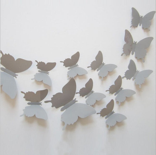 FoodyMine 12Pcs PVC 3D Wonderful Art Butterfly Design Wall Stickers Decals Home Decor Poster for Rooms wedding wall Decorations