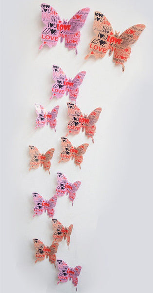 FoodyMine 12Pcs PVC 3D Wonderful Art Butterfly Design Wall Stickers Decals Home Decor Poster for Rooms wedding wall Decorations