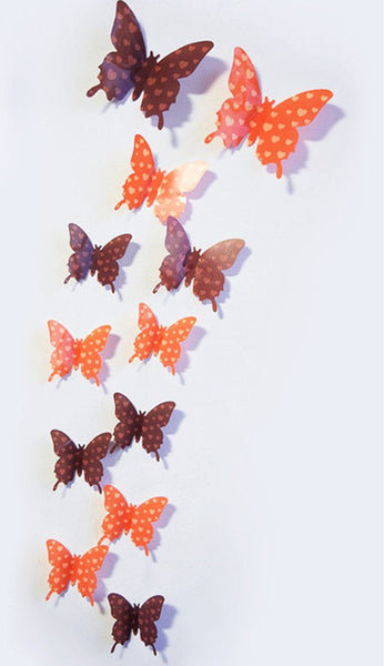 FoodyMine 12Pcs PVC 3D Wonderful Art Butterfly Design Wall Stickers Decals Home Decor Poster for Rooms wedding wall Decorations