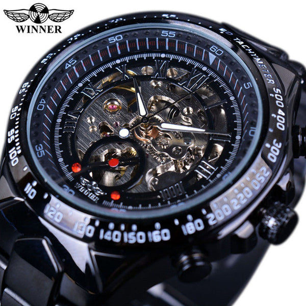 Winner New Number Sport Design Bezel Golden Watch Mens Watches Top Brand Luxury Montre Homme Clock Men Automatic Skeleton Watch