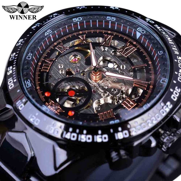 Winner New Number Sport Design Bezel Golden Watch Mens Watches Top Brand Luxury Montre Homme Clock Men Automatic Skeleton Watch