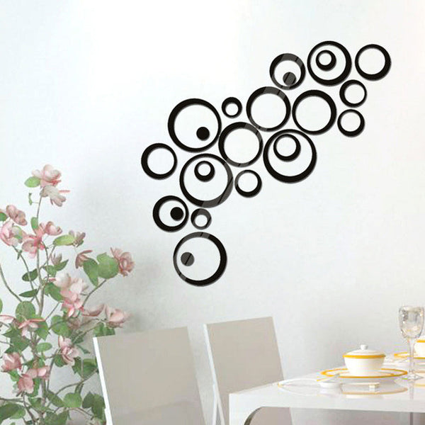 DIY 3D Mirror Acrylic Wall Stickers Creative Circle Ring Home Decors for Family Decoration Mordern Adesivo De Parede Home Decal