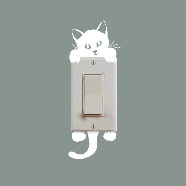 DIY Funny Cute Cat Dog Switch Stickers Wall Stickers Home Decoration Bedroom Parlor Decoration