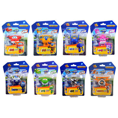 8PCS/Set AULDEY Super Wings Mini Airplane ABS Robot toys Action Figures Super Wing Transformation Jet Cartoon Children Kids Gift