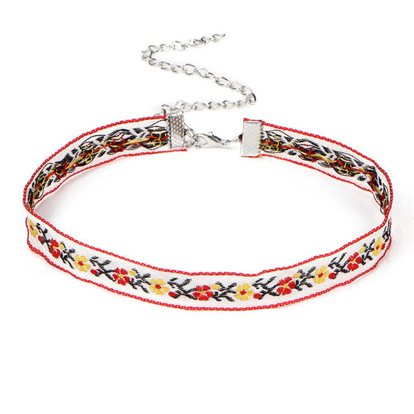 17KM 2 PCS Multicolor Bohemia Boho Printed Flower Choker Necklace for Women Fashion Gothic Tattoo Jewelry collar Gifts 2016