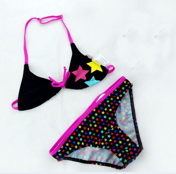 2016 New Summer Bathing Suit Girls split Two-pieces Swimwear, Children Cute Star Pattern Split Bikini Girls Swimsuit Wholesale