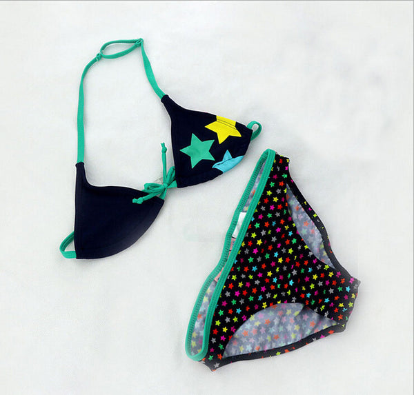 2016 New Summer Bathing Suit Girls split Two-pieces Swimwear, Children Cute Star Pattern Split Bikini Girls Swimsuit Wholesale