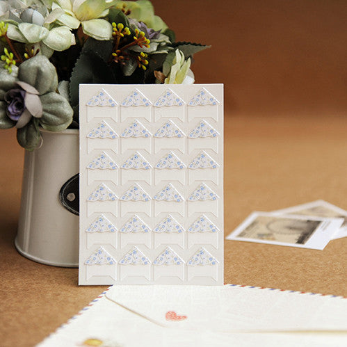 24 pcs/lot DIY  Floral Print Corner Paper Stickers for Photo Albums Frame Decoration Scrapbooking Wholesale 8 color