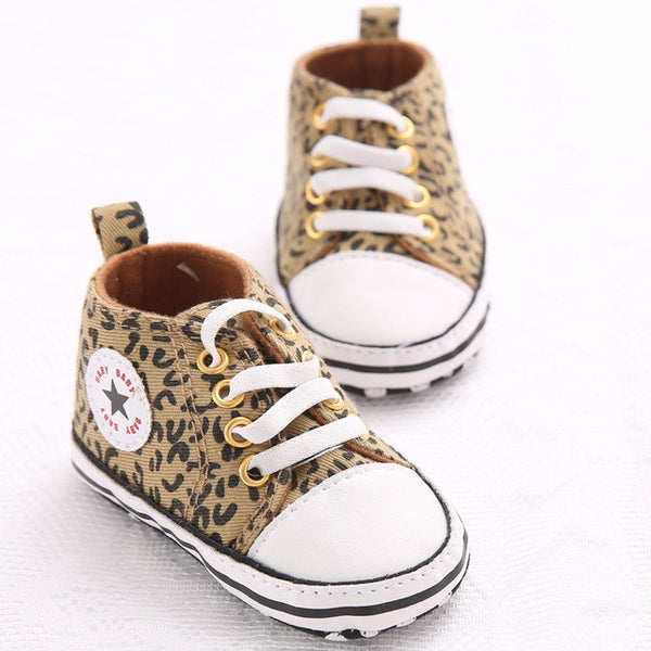 New Fashion Newborn Baby Boy Girl Kids First Walkers Classic Sports Sneakers Infant Crib Leopard Soft Soled Anti-slip Shoes 0-1T
