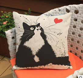 cartoon Cat pillow ,Married couples cartoon cushion ,Linen pillowcase,home decor sofa cushion,decorative Pillows no filling