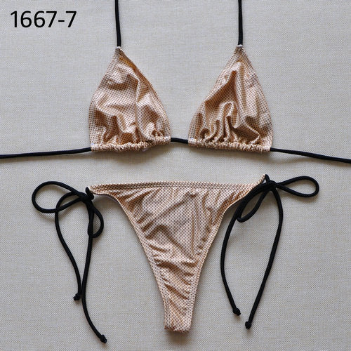 Sexy Solid Thong Bikini Women's Beach 2017 Brazilian Swimwear Female Bikinis Set Departure Beach Swimsuit String Biquini 1667