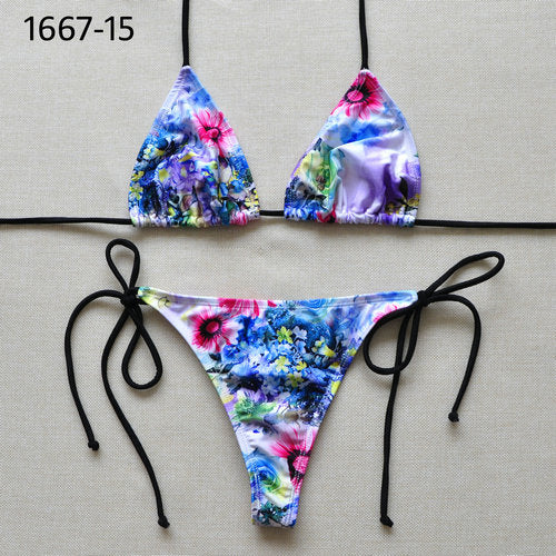 Sexy Solid Thong Bikini Women's Beach 2017 Brazilian Swimwear Female Bikinis Set Departure Beach Swimsuit String Biquini 1667