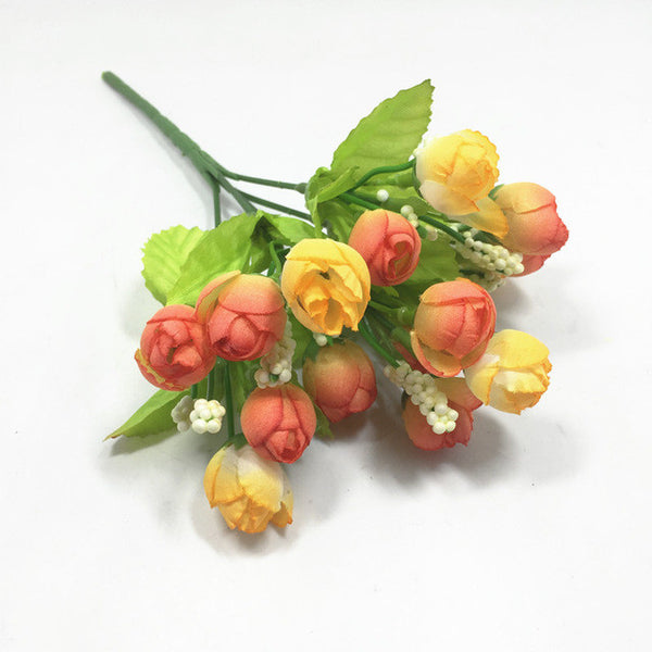 Colorful Silk Flowers artificial flower 15 heads Mini Rose Home Decor for wedding small roses bouquet decoration