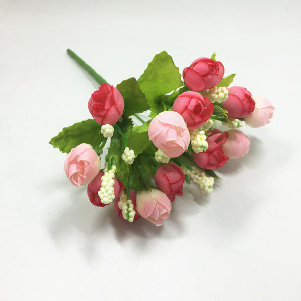 Colorful Silk Flowers artificial flower 15 heads Mini Rose Home Decor for wedding small roses bouquet decoration