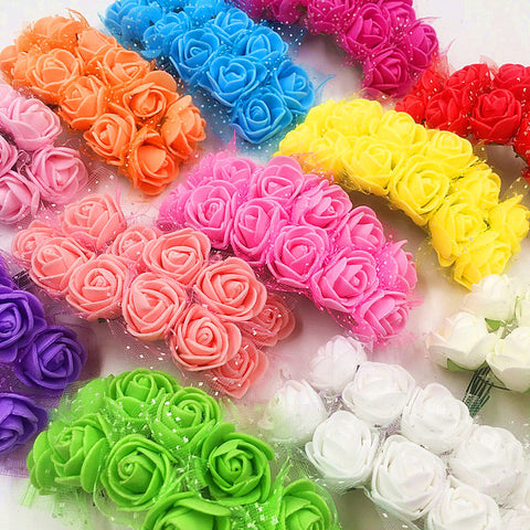 144 PCS (2.5 cm/flower) artificial mini bubble rose bouquets of flowers/home decoration DIY wedding garland collage gift box