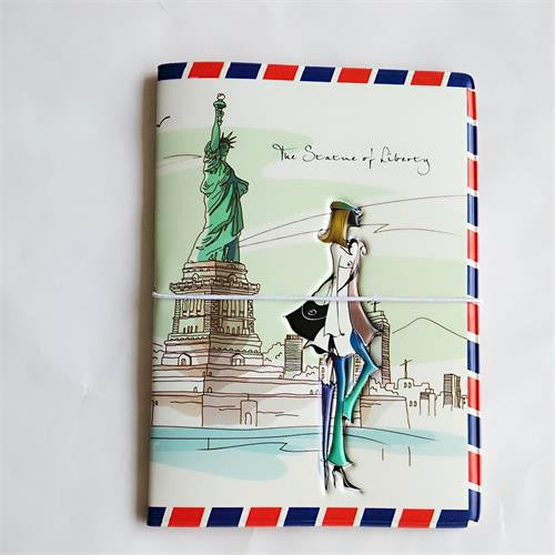 Fashion Miss love travel Passport Cover ID Credit Card Bag 3D Design PVC Leather Business Card Holder Passport Holder 14*9.6CM