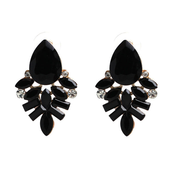 Women's fashion stud earrings New arrival brand sweet metal with gems Handmade Rhinestone earring for girls