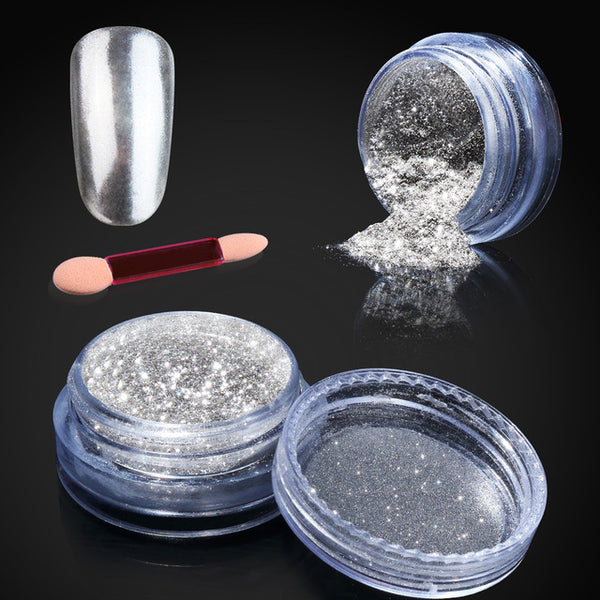 Belen Magic Mirror Chrome Powder Metallic Gold Silver Nail Powder With Sponge Stick Makeup Dust Nail Art DIY Pigment Glitters