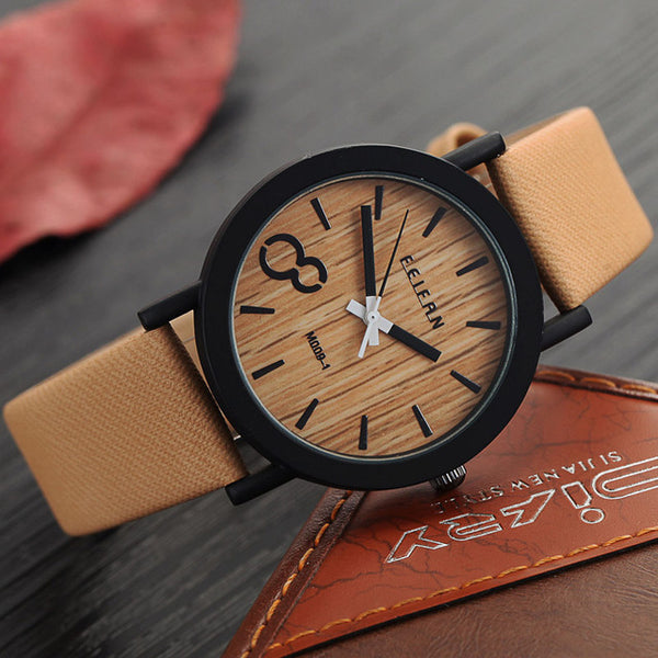 Simulation Wooden Relojes Quartz Men Watches Casual Wooden Color Leather Strap Watch Wood Male Wristwatch Relogio Masculino