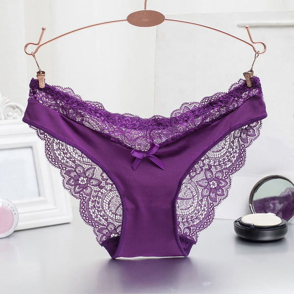 Europe and America size women sexy lace panties seamless cotton breathable panty Hollow briefs Plus Size girl sexy  underwear