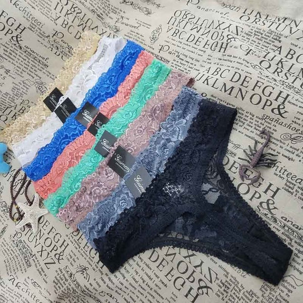 8color Gift full beautiful lace Women's Sexy lingerie Thongs G-string Underwear Panties Briefs Ladies T-back  1pcs/Lot zhx9401