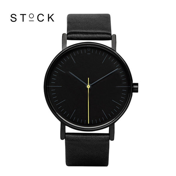 STOCK Quartz Watch Men Top Brand Black Leather Watches Relojes Hombre 2016 Horloge Orologio Uomo Montre Homme clock S001K