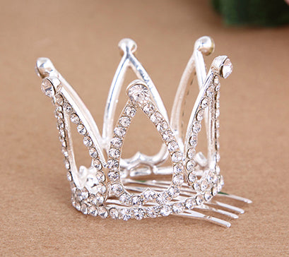 Small Girls Crown Tiara Hair Combs Clear Stone Crystal Mini Tiara Hair Accessories Jewelry