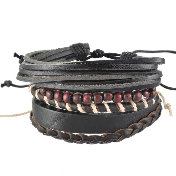 1Set 4pcs Braided Adjustable Leather popular Bracelet  Cuff  Women  Men`s Casual Jewelry