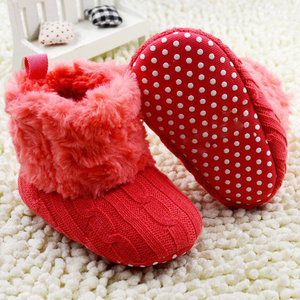 Infant Baby Crochet/Knit Boots Booties Toddler Girl Winter Snow Crib Shoes