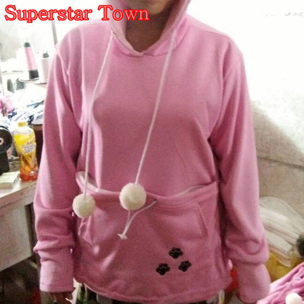 Cat Lovers Hoodies With Cuddle Pouch  Dog Pet Hoodies For Casual Kangaroo Pullovers With Ears Sweatshirt 4XL Drop Shipping