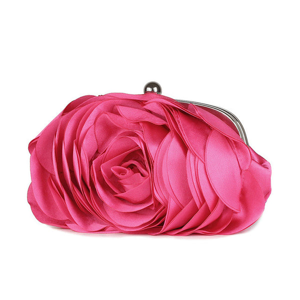 Vintage Ladies Floral Evening Bag Woman Fashion Rose Flower Chain Hand Bag Wedding Party Clutch Dinner Small Purse bolso XA140H